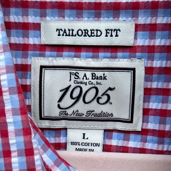 Jos. A. Bank 1905 Buttons Down Shirt Men's Multi Red Large Plaid Checkered NWOT - Picture 10 of 12